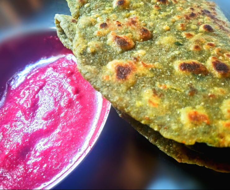 #BEETROOT #SAUCE #SPINACH #PARATHA #RAINBOW DIET