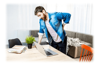 work from home neck pain and back pain strain on eyes spinal cord. posture correction belt. body shape wear hunching slouching working on laptop cell phone